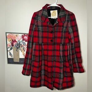 Wet Seal Vintage Gold Tag Red Plaid Coat – Mall Goth Y2K Era – Size L